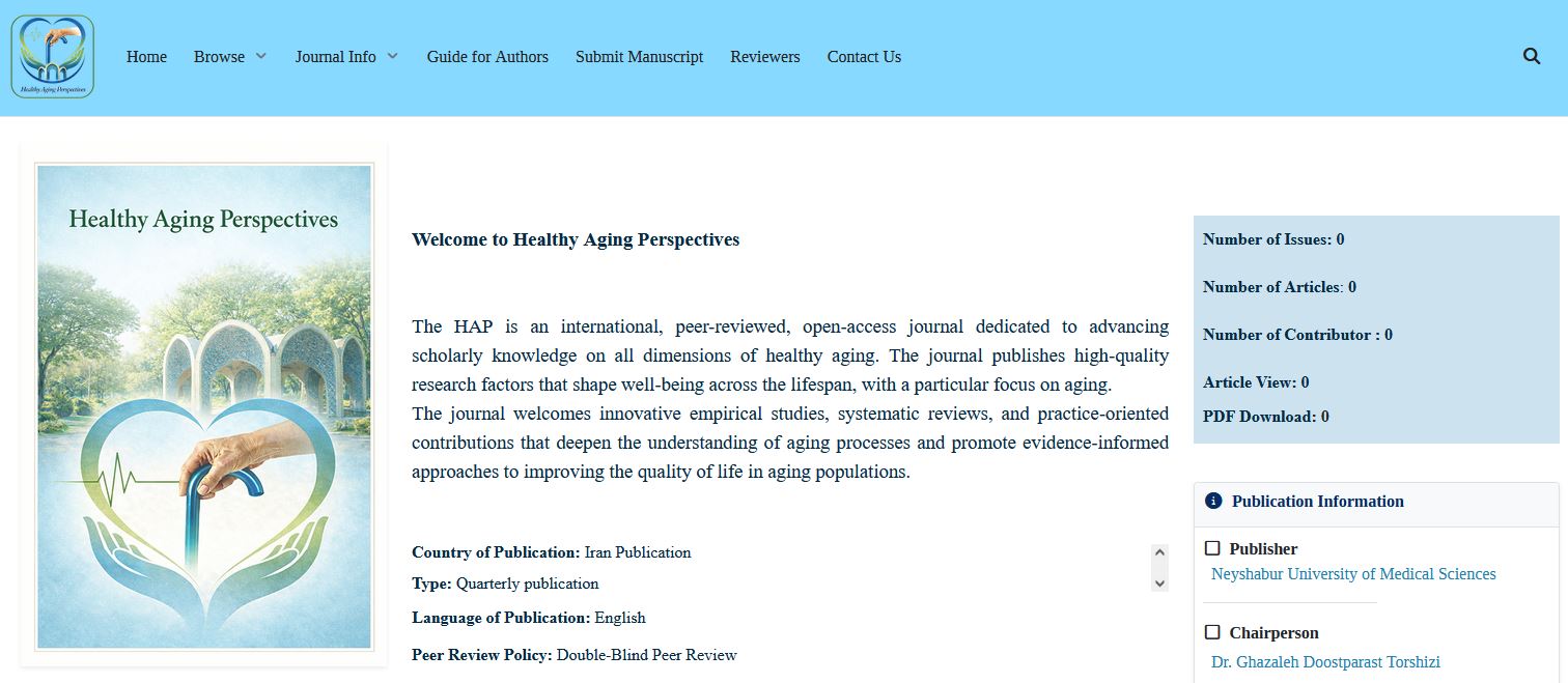 وب‌سایت مجله انگلیسی «Healthy Aging Perspectives» راه‌اندازی شد