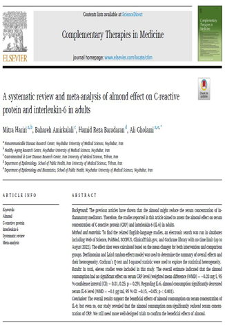 A systematic review and meta-analysis of almond effect on C-reactive protein and interleukin-6 in adults